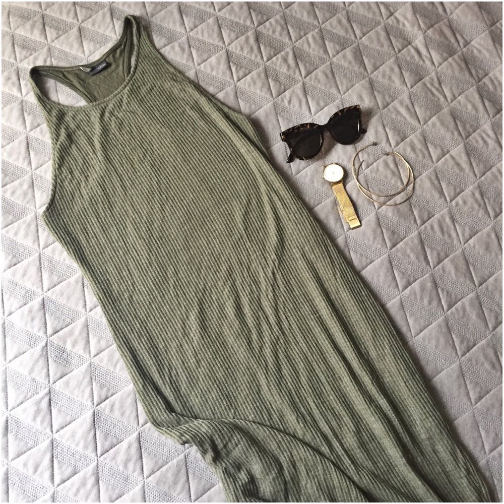 High neck racer back midi dress